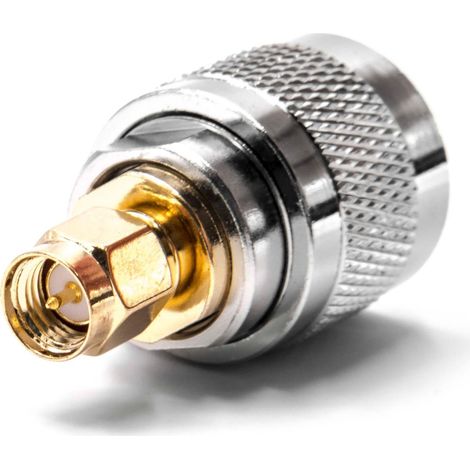 vhbw Adaptador SMA para dispositivos tecnología alta frecuencia - clavija (m) SMA a clavija UHF PL259 adaptador coaxial HF, dorado / plata