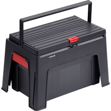 Meister Tritthocker 3 in 1 - 460 x 280 x 300 mm - Mit Werkzeugkiste & Werkzeugeinlage - 150 kg Tragfähigkeit - Polypropylen / Werkzeugkoffer / Werkzeugbox / Werkzeugkasten / Werkstatthocker / 9095100 (1/9)