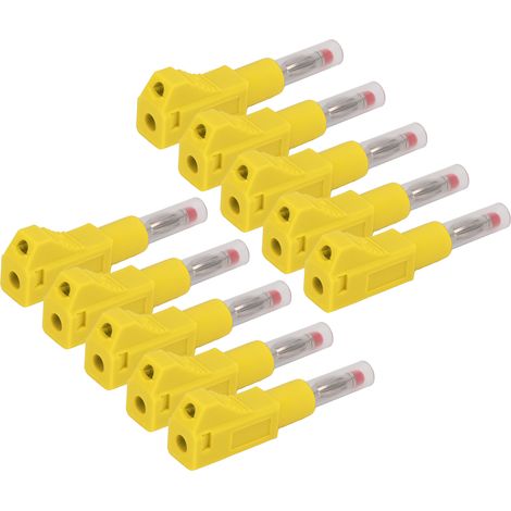 10 fiches bananes télescopiques 4mm CAT II 600V 32A gaine PE pour équipement numérique 3C sécurité industrielle jaune (1/5)