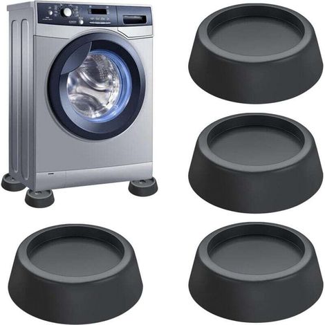 Set mit 4 schwarzen Antivibrationspads für Waschmaschinen, mit Gummipads zur Geräuschreduzierung, geeignet für Waschmaschinen, Wäschetrockner und Möbel.