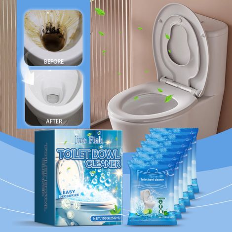 Toilettenfleckenentferner-Pulver, WC-Erfrischer für Zuhause, Reinigungspulver für hartnäckige Flecken und Kalkablagerungen – 150 g (25 g 6 Stück) -- BIEMMEDUE (1/5)