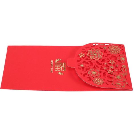 10 enveloppes rouges porte-bonheur pour le Nouvel An chinois (7 x 3,4 pouces) (1/5)