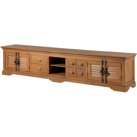 TV-Board Mango beige geölt 260x45x55 cm montiert TOULOUSE 18 (1/4)