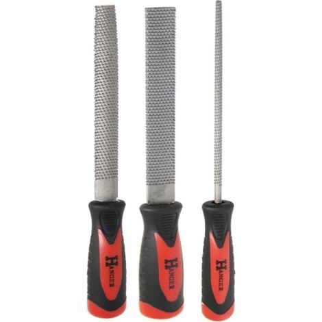 Hänger Set aus 3 Holzfeilen aus Stahl 200 mm