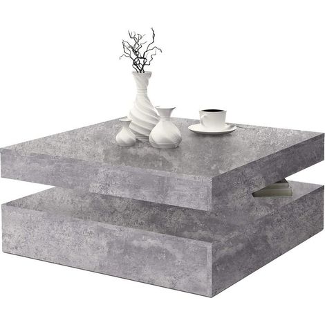 Kaffeetisch niedriger, drehbar, hellgrau 78x78 cm