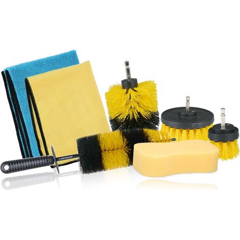 DUNLOP Kit de Nettoyage Roue pour Voiture 7 Pièces - Brosse Jantes, Éponge XL, 2 Microfibre 300gsm, Nettoyage Voiture (1/5)