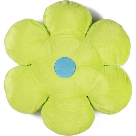 GONZO FLOWER - Coussin fleur en velours vert anis et bleu 40x40 cm (1/2)