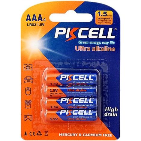 Pkcell LR03 Ultra Alcaline Pile AAA Ministilo 1.5V Blister 4 Pezzi colore Blu