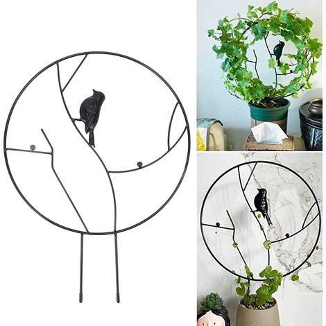 Treillis Mural Décoratif Oiseau - Support Jardin Léger et Résistant pour Balcon et Terrasse, Noir