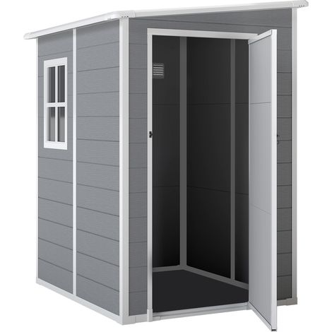 Gartenhaus, Tür mit Schloss, Fenster für Tageslicht und Belüftung, Aluminium, 122 x 149 x 192/177 cm, Grau