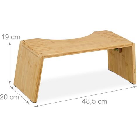 Sgabello pieghevole per bagno per defecazione, angolo 35°, robusto, antiscivolo, stile rustico in bambù 130016671