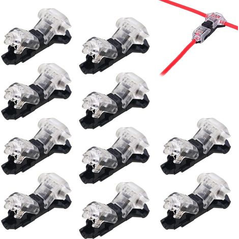 10 Pièces Connecteur En T 1 Broches Pour Fil Electrique 20/22 Awg Voiture Étanche Connecteur Électrique Etanche - Sans Soudure En Fils Câble Voiture Led Connecteur Etanche Cosses Et Kits (1/5)
