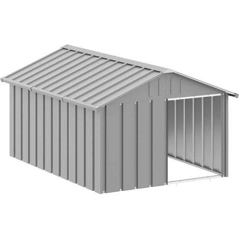 Maison Exclusive - Hundehütte Grau 116,5x153x81,5 cm Verzinkter S (1/5)