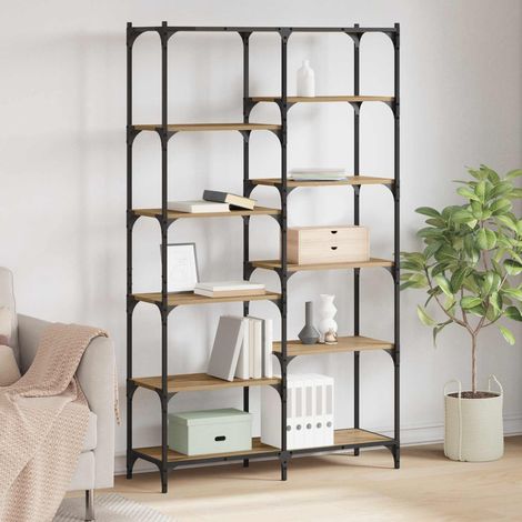 vidaXL Estante de libros 9 niveles 100 x 32 x 170 cm Roble artisan (1/5)