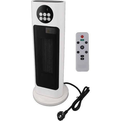Radiateur céramique tour oscillant 1500W 70 degrés grand angle silencieux chauffage électrique intérieur avec télécommande minuterie pour maison prise UE 220V (1/5)