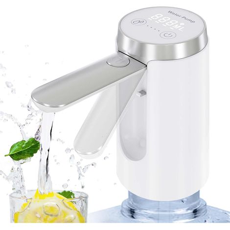 Distributeur d'eau (blanc) de 5 gallons - Pompe à eau rechargeable - Buse pliable - Écran LED intelligent et durable (1/5)