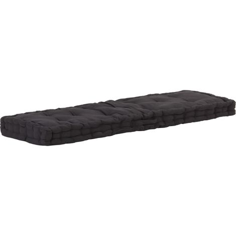 Cuscino da pavimento per pallet Materasso da pavimento in cotone 120x40x7 cm Nero DEC021807
