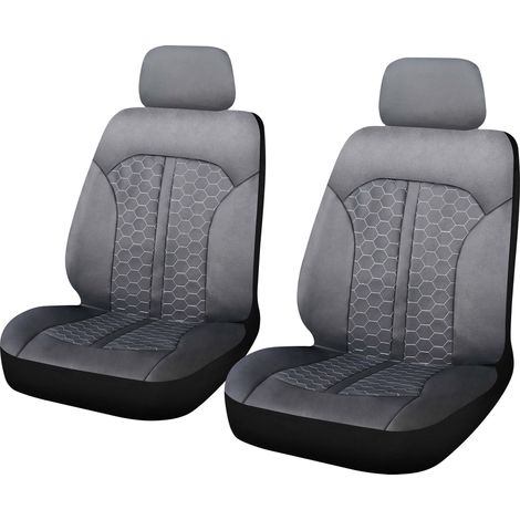Housses De Siege Avant Milan 4pcs Noir Surpiqure Grises (1/5)