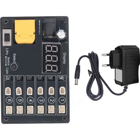 6-Port 1S LiPo LiHv Charger for Power Tools with Undervoltage Protection, EU Plug 100-240V (1/5)
