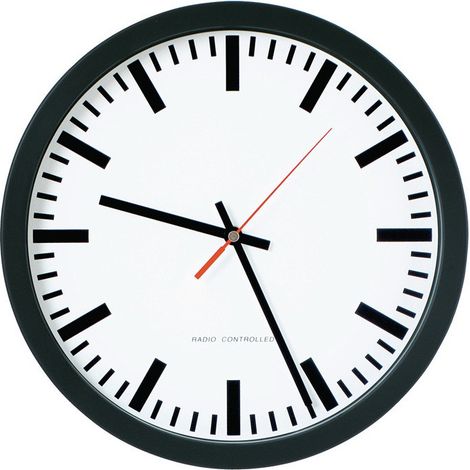 Horloge radio-réveil murale Ku.noir D.300mm barre 1,5V D.300mm