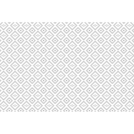 Papier peint panoramique graphique gris & blanc | Tapisserie panoramique á motif idéal cuisine | Papier peint panoramique géométrique salon - 267 x 400 cm (4 pièces) (1/2)