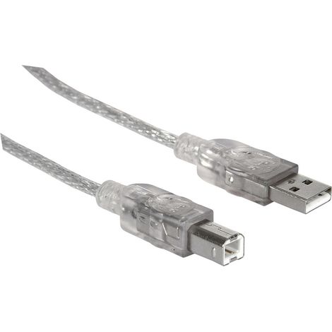 Manhattan USB-Kabel USB 2.0 USB-A Stecker, USB-B Stecker 1.80 m Silber 333405 (1/3)