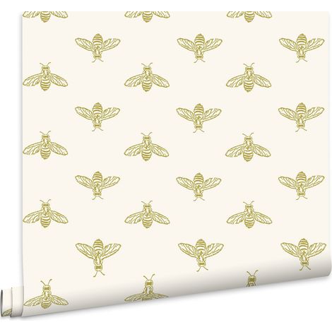 Joules Vliestapete Block Print Bee Antique Gold 10mx52cm (1/5)
