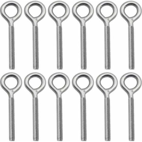 Lot de 12 Boulons- M8 à Oeil en 304 Acier Inoxydable Vis à Anneau Piton à Visser pour Balançoire Machine Extérieure (1/4)