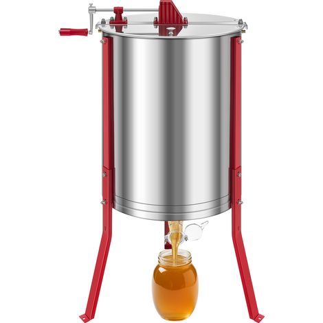 VEVOR Estrattore Elettrico di Miele in Acciaio Inox, Centrifuga Manuale per Miele 6 Telaini, con Coperchio Trasparente, Regolabile in Altezza, Apicoltura per Estrazione, 470 x 495 x 720 mm