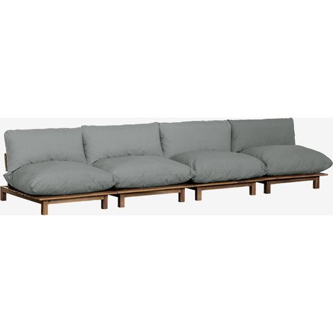 SKLUM 4-teiliges modulares Garten-Loungesofa aus Akazienholz Brina Grau Anthrazit