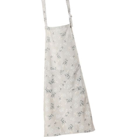 Tablier en lin à fleurs rustiques avec plusieurs poches-gris (1/5)