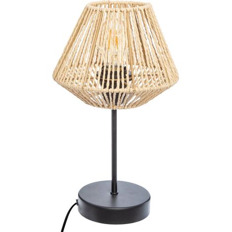 Atmosphera – Lampe à poser métal noir H 34 cm – Abat-jour en papier tressé – Compatible E27 jusqu'à 40W – Longueur câble 150 cm (1/5)