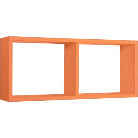 Lot de deux étagères murales rectangulaire moderne cube Morgane - Orange (1/4)
