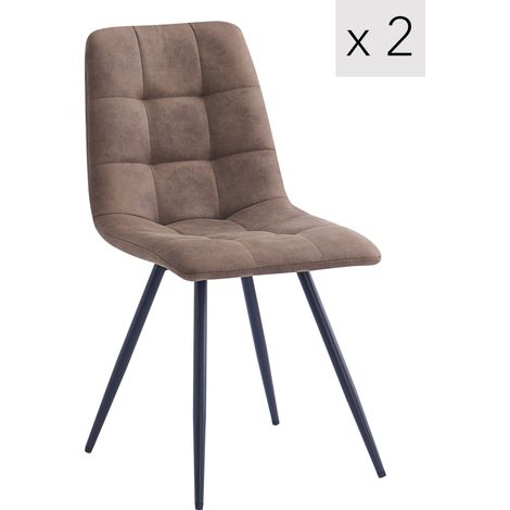 Nordlys – Lot de 2 chaises scandinaves capitonnées – Structure en métal époxy noir – Hauteur d'assise 48 cm – Confort simili premium