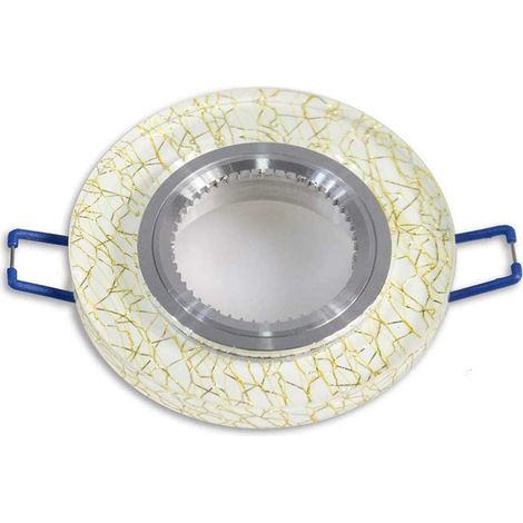 Incasso per faretto in vetro bianco con venature oro supporto per faretti porta faretto tondo (1/2)