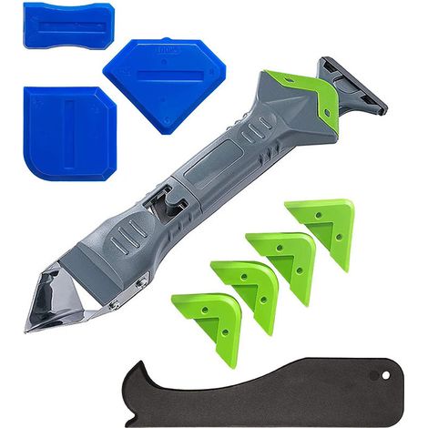 GABRIELLE Grattoir en Silicone, ensemble d'outils de retrait de joints 5 en 1 (acier inoxydable), Kit de lissage des joints, grattoir à mortier en Silicone, grattoir coudé