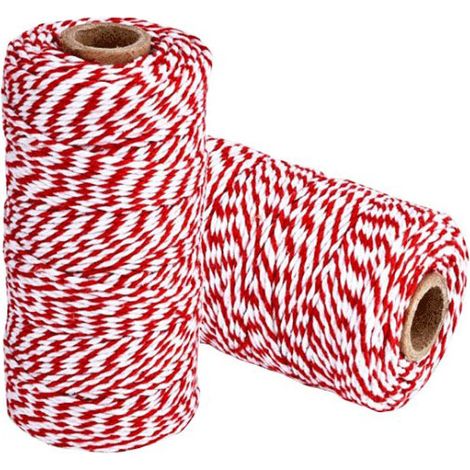 Corde en coton ficelle - 200 m (656 pieds), lot de 2 rouleaux, multicolore (1/4)