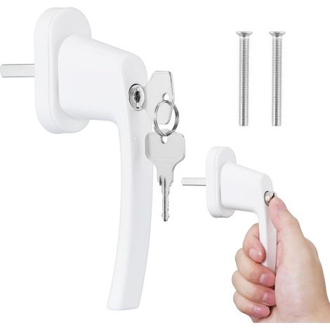 Verrou de fenêtre 35 mm avec poignée de porte - Poignée avec tige de verrouillage, serrure en aluminium et clé - Verrou de sécurité enfant pour fenêtre avec clé de déverrouillage (1/5)