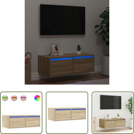 LED-Leuchten - TV-Schrank mit LED-Leuchten Sonoma-Eiche 75x35,5x25 cm (1/5)