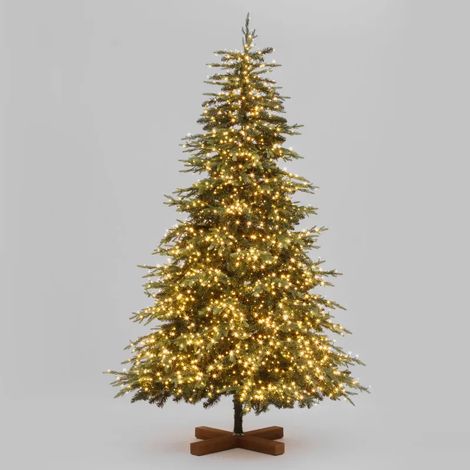 Sapin de Noël Deluxe Prelit H195cm Ø120cm 2950 MiniLED Blanc Chaud 13 Fonctions PE+PVC Vert Lotti (1/5)