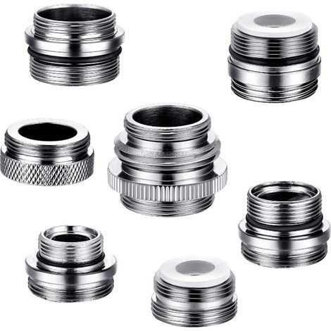 Set di 7 adattatori per rubinetto, adattatore aeratore in ottone per lavello da cucina, adattatore per rubinetto maschio/femmina per collegare un tubo da giardino, filtro per l'acqua (1/4)