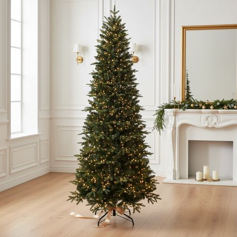 Albero natalizio "Queenstown Lux Platinum" slim con LED in PE effetto Real touch e PVC di altissima qualità -180 cm (1/5)
