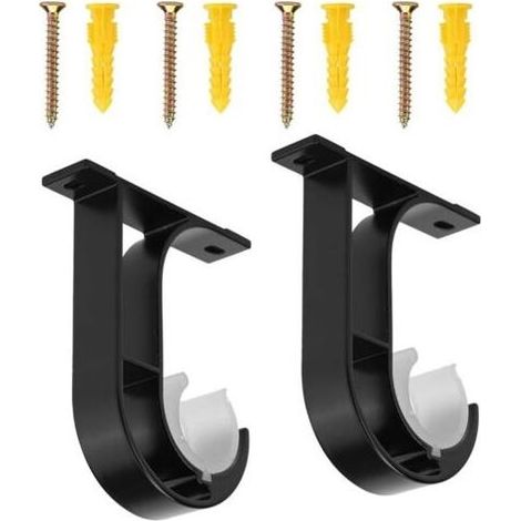 Lot de 2 supports de plafond pour tringle à rideaux en alliage d'aluminium avec vis et fixations (1/5)