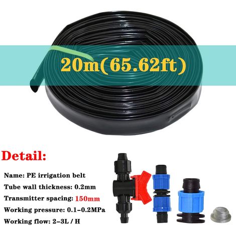 (Espacement 150 mm, 20 m - 5/8'') Ruban d'irrigation goutte à goutte de 16 mm d'épaisseur et 0,2 mm d'espacement, pour serre, exploitation agricole, tuyau d'arrosage poreux, ruban de réparation. (1/5)