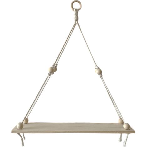 Étagère murale suspendue en corde tressée à la main - idéale pour la cuisine, la salle de bain, le rangement à domicile, ou comme étagère flottante pour plantes d'intérieur. (1/5)