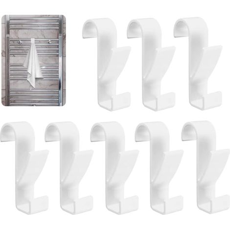 8 Pièces Crochet Radiateur Seche Serviette Salle de Bain pour Tous les Radiateurs Standards (Blanc) (1/4)