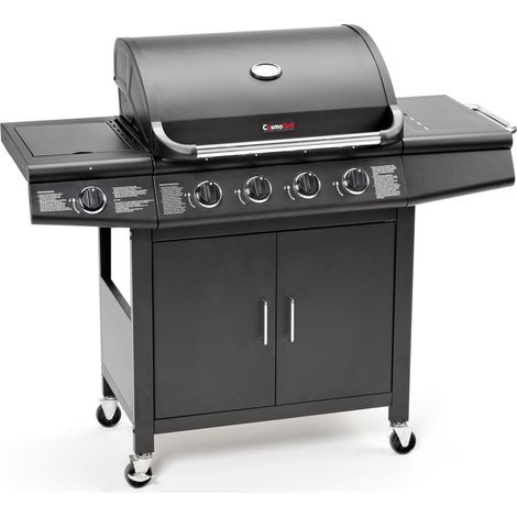 CosmoGrill Pro 4+1 Gas Burner Grill BBQ Barbecue Incl. Side Burner - Black (1/4)