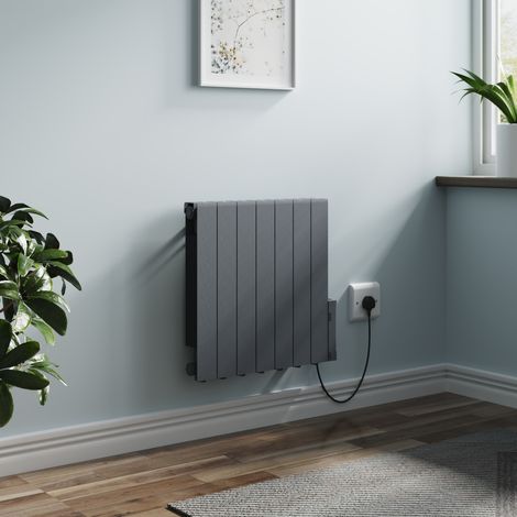 Electric Oil Filled Radiator Thermostat WiFi Timer Wall Mounted Portable Heater Anthracite 1200W