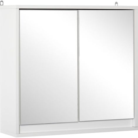 Furniture of bathroom with mirror, 2 doors and shelf adjustable, style modern, fastening wall-mounted, 48 x 14,5 x 45 cm, white (1/5)