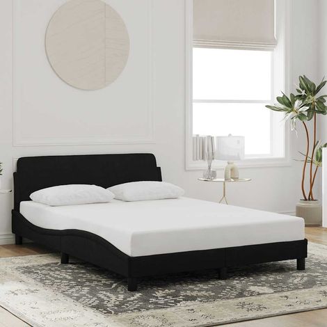 Cadre de lit-Structure de lit Dover noir 140x190 cm velours (1/5)